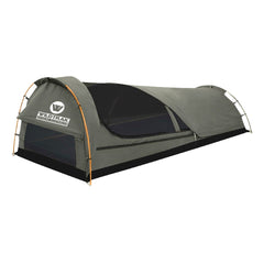 Wildtrak™ Double Trakker Easy Setup Swag 420gsm Heavy Duty Ripstop Canvas, Ultra Fine Mesh, Aluminium Poles, High Density Foam Mattress, Weatherproof, Durable, Carry Bag with Handles 145x210cm