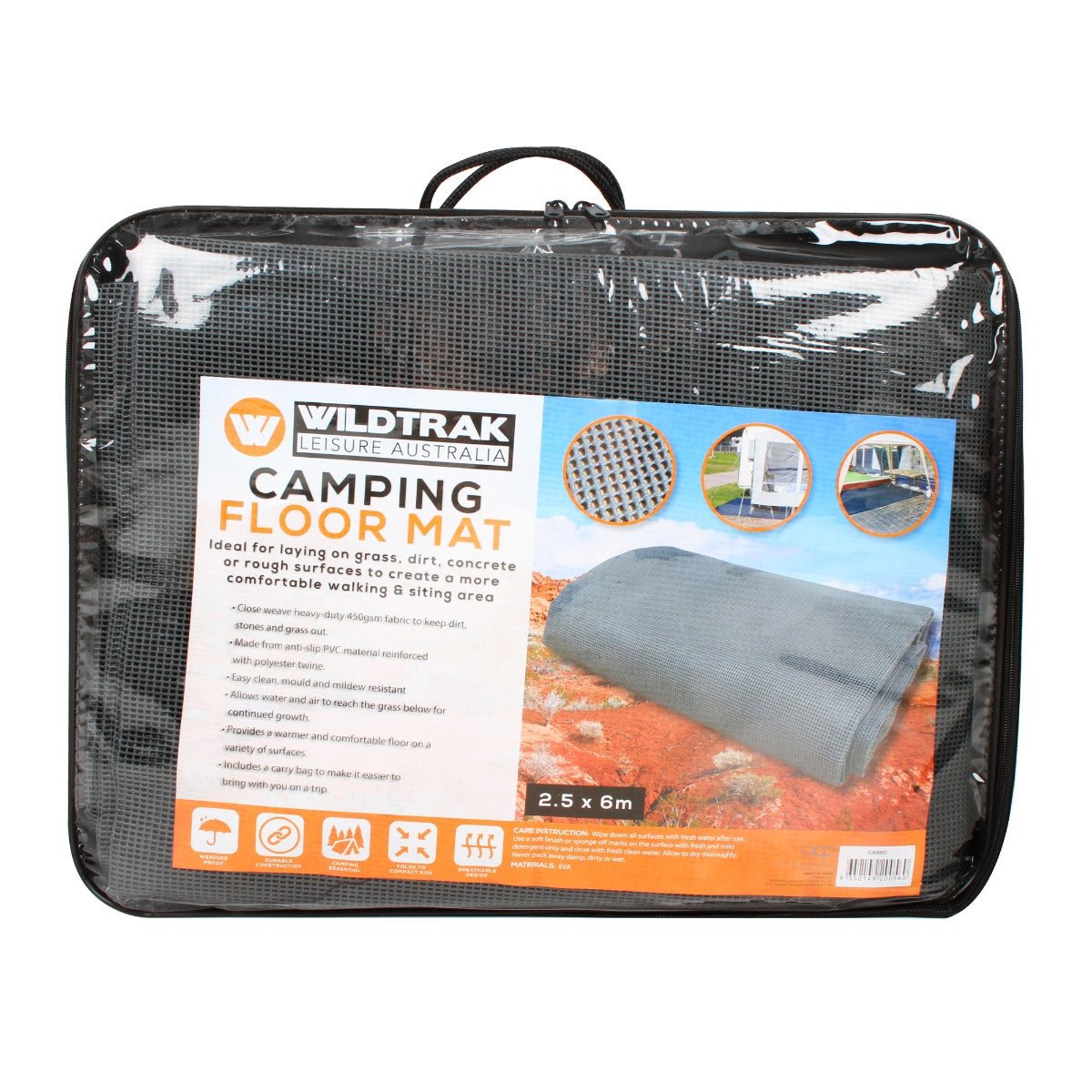 6x2.5m Annex Floor Matting 600gsm Sand Filtering Mesh with Carry Bag