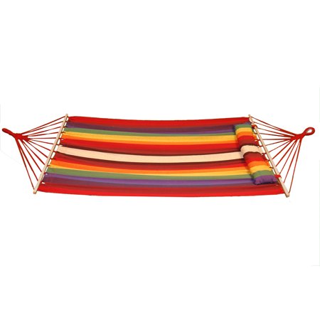 Deluxe Brazilian Style Hammock with Wooden Bars & Pillow 200x100cm